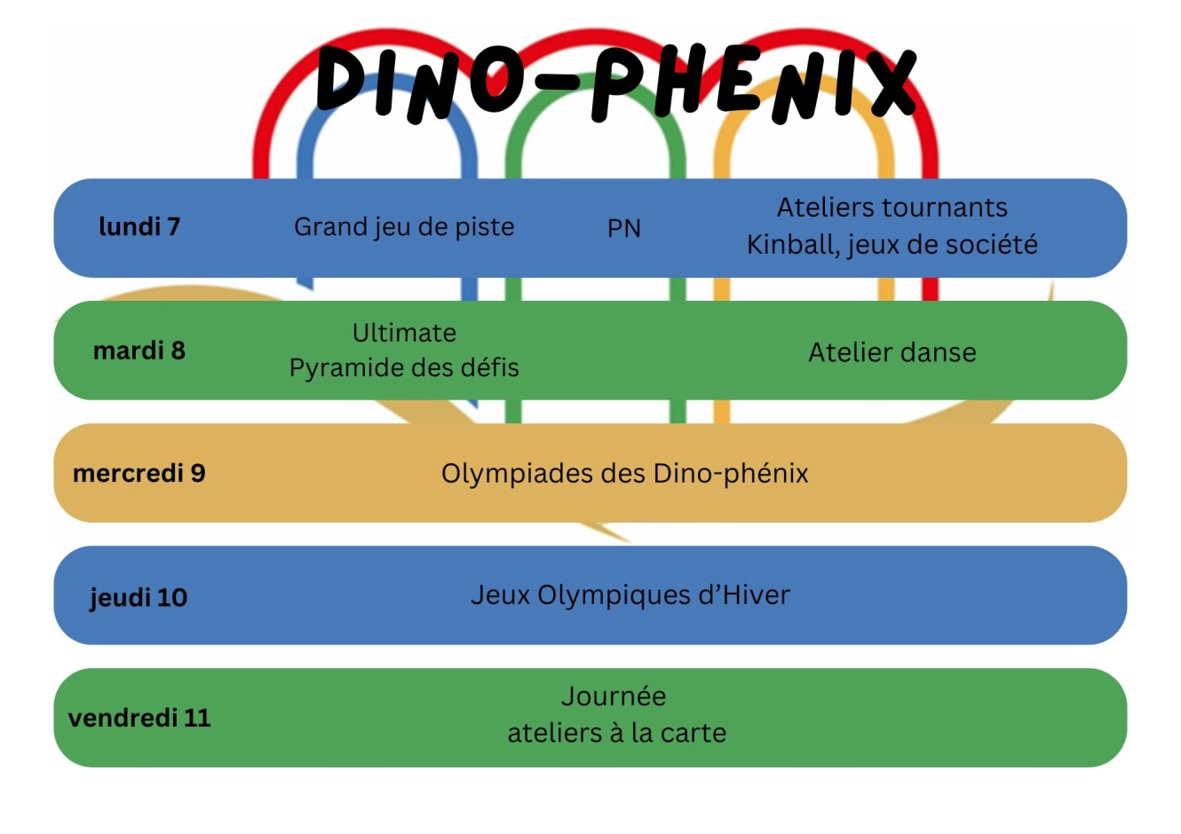 Dino-Phénix semaine du 7 au 11 avril